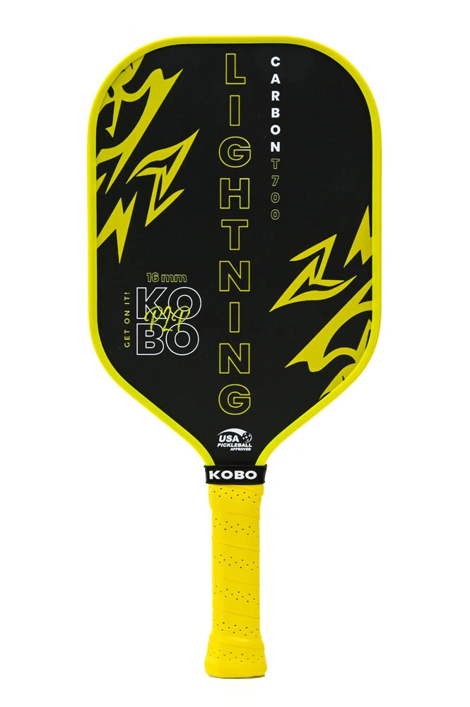 KOBO Lightning 16 mm pickleball paddle in black and yellow