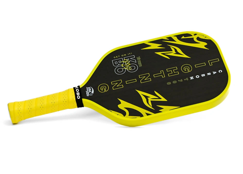 KOBO Lightning 16 mm pickleball paddle in black and yellow
