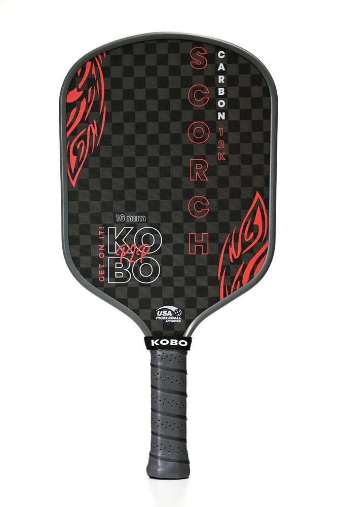 KOBO Scorch 12K pickleball paddle in black, gray and red