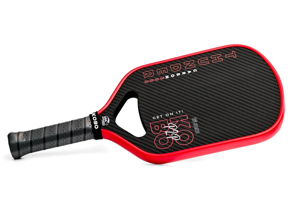 KOBO Thunder 3K 16 mm pickleball paddle in black and red