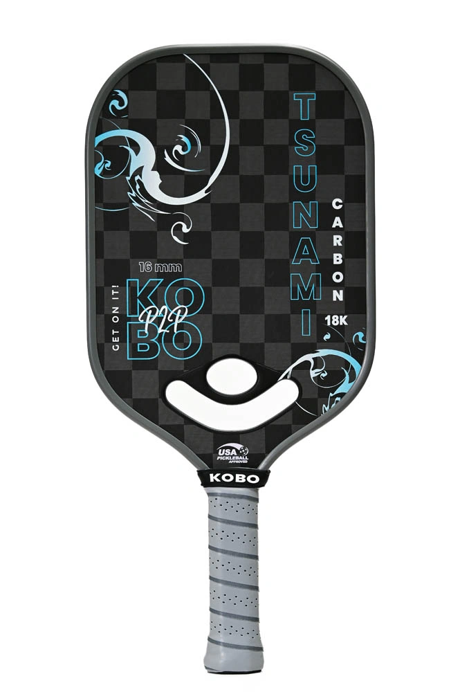 KOBO Tsunami 18K pickleball paddle in black, gray and blue